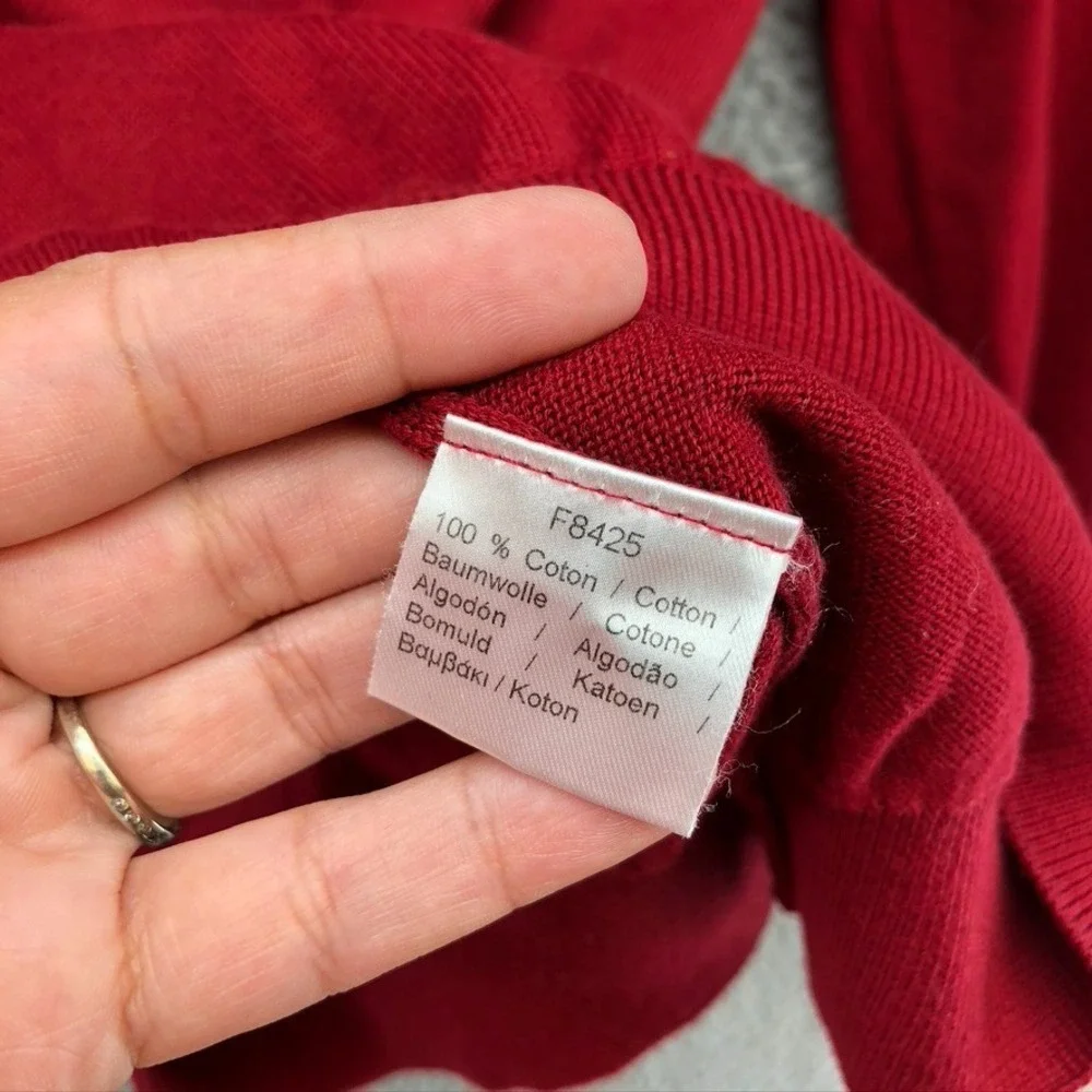 Lacoste Sweater Jumper Mens 5 US Large Deep Red V Neck Preppy‎ Academia Career